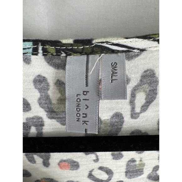 Blank London Anthropologie Top Small Green Animal Print Jungle Elephants Floral - Picture 2 of 8